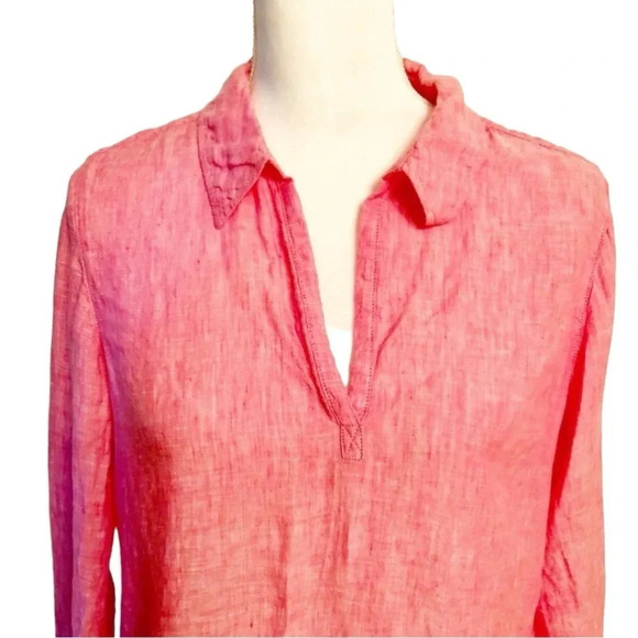 SIGRID OLSEN 100% Linen Valentines Day Popover Tunic Blouse - Picture 1 of 9